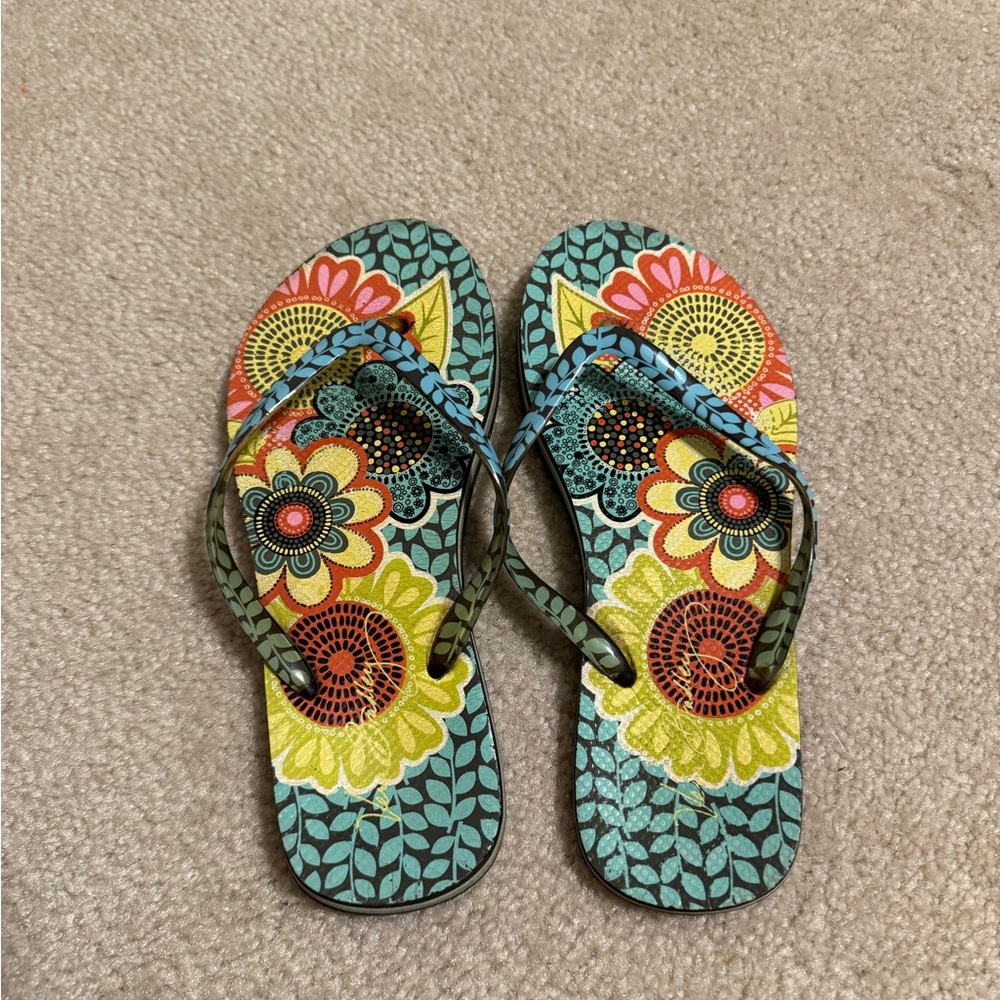 Vera Bradley Floral Flip Flops